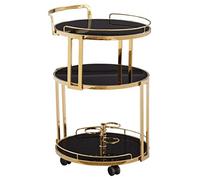 Golden Round Kitchen and Bar Cart Multi-Functional Serving Table for Dining Room and Tea Stylish Kitchen Trolley for Home and Restaurant Use