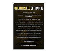 Golden Rules Of Trading Wall Art Canvas Print Forex Stock Market Sign, Financial Quote NASDAQ Day Trader Psychology, Trade Money Gift Poster, Office Living Room Bedroom Canvas Wall Decor 12x18inch(30x