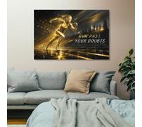 Golden Runner Overcoming Doubts Canvas Print Wall Decor for Home Office | Decorative canvas art for empty-wall decoration; it works with existing furniture for year-round display
