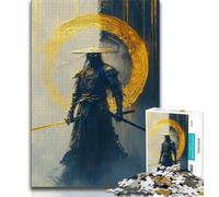 Golden Samurai Ninja Jigsaw Puzzles 1000 Pieces for Adults Teens,Staycation Kill Time with Fully Interlocking Randomly Shaped Pieces (38x26cm)
