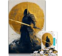Golden Samurai Ninja Jigsaw Puzzles for Teenagers 1000 Piece Puzzle,Brain Intelligence Challenge Addictive Toys for Home Decoration (38x26cm)