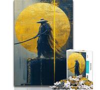 Golden Samurai Ninja Jigsaw Puzzles for Teenagers,Challenging Game Toys Every Piece Is Unique - Challenging Family Fun Game (50x75cm)