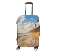 Golden Sand Reflecting The Sun Travel Luggage Cover Stretchable Airplane Suitcase Protector Sleeve Universal Washable Fit for 19-32 Inch Checked Baggage,Water Resistant Durable Luggage Protector X-Lar