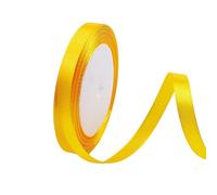 Golden Satin Ribbon 10mm, 23 Meters Golden Fabric Ribbons Double Sided Silk Ribbons for Gift Wrapping, Crafting, Hair Bows, Balloons, Sewing, Wreaths, Cakes, Wedding Party and Christmas Decoration