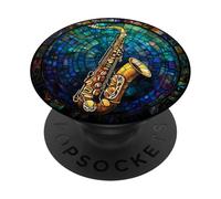 Golden Saxophone Jazz Music Artwork PopSockets Adhesive PopGrip
