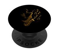 Golden Saxophone Player Music Design Jazz Lover Gift PopSockets Adhesive PopGrip