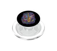 Golden Saxophone with Rainbow Music Notes in a Cosmic Nebula PopSockets PopGrip for MagSafe