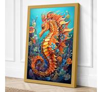 Golden Seahorse Dreams Canvas Wall Art Print 36x24 Inch