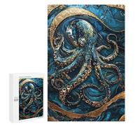 Golden Secrets of The Deep Art: Winter Activity Gift, 1000 PCS Wooden Brain Teaser for Adults, with A Decorative Finished Picture