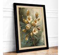 Golden Seed Pod Study Botanical Framed Wall Art Print A1 (84.1×59.4cm) Black, Wall Decor for Living Room, Bedroom, Office & Home, Ready to Hang, Art Gift
