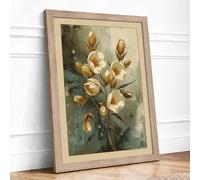 Golden Seed Pod Study Botanical Framed Wall Art Print A3 (42×29.7cm) Oak, Wall Decor for Living Room, Bedroom, Office & Home, Ready to Hang, Art Gift