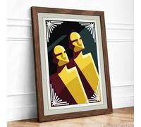Golden Sentinels Art Deco Framed Wall Art Print A3 (42×29.7cm) Walnut, Wall Decor for Living Room, Bedroom, Office & Home, Ready to Hang, Art Gift