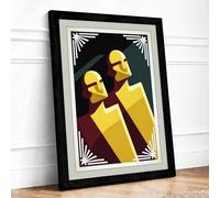 Golden Sentinels Art Deco Framed Wall Art Print A4 (29.7×21cm) Black, Wall Decor for Living Room, Bedroom, Office & Home, Ready to Hang, Art Gift