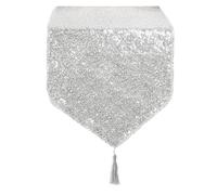 Golden Sequin Tassel Table Runner for Wedding Decoration Bridal Baby Shower Christmas Birthday Party Thanksgiving Event Supplies for Dining Table, Gathering(Silvery,30X300cm)