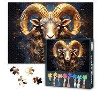 Golden Series of Zodiac Signs Jigsaw Puzzles for Adults 1000 Pieces, Clear Thinking Capricorn Puzzles for Adults, Impossible Jigsaw Puzzle, 19.5 x 27.5 Inch