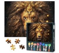 Golden Series of Zodiac Signs Jigsaw Puzzles for Adults 1000 Pieces, Confident and Fearless Leo Puzzles for Adults, Impossible Jigsaw Puzzle, 19.5 x 27.5 Inch