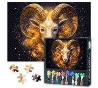 Golden Series of Zodiac Signs Jigsaw Puzzles for Adults 1000 Pieces, Straightforward and Passionate Aries Puzzles for Adults, Impossible Jigsaw Puzzle, 19.5 x 27.5 Inch