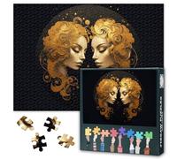 Golden Series of Zodiac Signs Jigsaw Puzzles for Adults 1000 Pieces, Uninhibited Gemini Puzzles for Adults, Impossible Jigsaw Puzzle, 19.5 x 27.5 Inch
