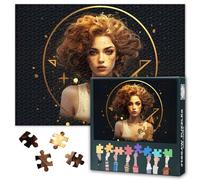 Golden Series of Zodiac Signs Jigsaw Puzzles for Adults 1000 Pieces, Virgo in Pursuit of the Ultimate Puzzles for Adults, Impossible Jigsaw Puzzle, 19.5 x 27.5 Inch