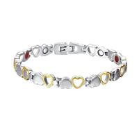 (golden,silver) Magnetic Therapy Bracelet Classic Pain Relief Elegant Appearance Hollowed-out Love Heart Shape Strong Magnet