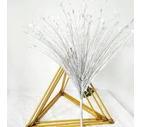 Golden Silver White Glitter Bling Butterfly Artificial Flower Gilded Grass Christmas New Year Wedding Decoration DIY Reed Flower-Silver