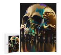 Golden Skull, 500 PCS Wooden Picture Puzzle for Grown-Ups, Winter Activity Gift; for Shared Table Time