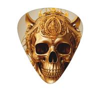 Golden skullGuitar Picks, 12-Piece Pattern Set, Three Different Thicknesses for Acoustic Electric Guitar and Other Instruments