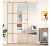 Golden Sliding Door, 102.5 x 205 cm, Tempered Clear Glass, Aluminium Frame, Silent, Indoor, Sliding for Patio, Stylish Transition, Modern Design