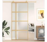 Golden Sliding Door, 90 x 205 cm, Frosted ESG Glass, Aluminium Frame, Silent, Indoor, Stylish Transition for Living Rooms