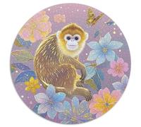 Golden Snub-nosed Monkey 1000 Piece Round Puzzle Creative Cute Animals Seeking A Challenging And Relaxing Activity Games for Adults And Kids 1000pcs (67.5x67.5cm)