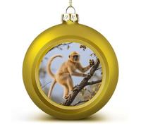 Golden Snub-Nosed Monkey Christmas Ornaments Balls Shatterproof Large Xmas Tree Decorations Balls Golden Decorative Hanging Ball for Farmhouse Home Fireplace Decor Holiday Party Favors