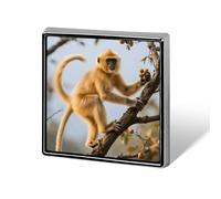 Golden Snub-Nosed Monkey Lapel Pin Square Metal Brooch Pin with Secure Pin Back Fashion Button Badge for Clothing, Hats, Bags Decoration
