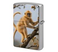 Golden Snub-Nosed Monkey Lighter Case Double-Sided Graffiti Metal Lighter Cover Lighters Protective Sleeve for Women Men Standard Lighters