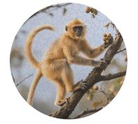 Golden Snub-Nosed Monkey Personalized Jigsaw Puzzles, 195Pcs Custom Wooden Jigsaw Puzzle Round Puzzle Gift Adult