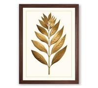 Golden Specimen Botanical Framed Wall Art Print A2 (59.4×42cm) Walnut, Wall Decor for Living Room, Bedroom, Office & Home, Ready to Hang, Art Gift