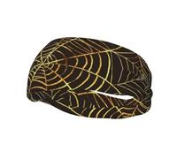 Golden Spider Web PatternHair Bands for Men Woman Headband Running Headband Sweat Wicking Gym
