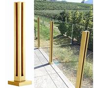 Golden Square Glass Railing Post for Outdoors Glass Fence Post for Balconies Terraces & Stairs Fits 10mm Glass Elegant & Sturdy Design