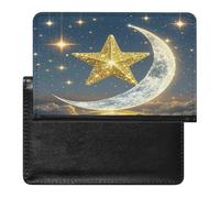 Golden Stars And Moon Passport Holder Passport Cover Protector Essentials with Credit Card Slots for Women Men