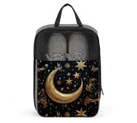 Golden Stars And Moon Shoe Bag Travel Shoe Organizer Water-Resistant Shoe Pouch with Zipper Sneaker Dust Bag, gray, One Size, Modern