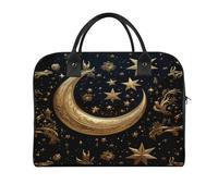 Golden Stars And Moon Travel Duffle Bag, Large Capacity Weekender Overnight Bags with Internal Pocket, Gym Bag for Women Men