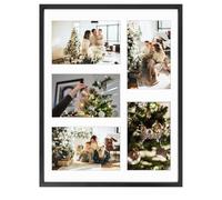 Golden State Art, 11X14 Black Aluminum Collage Frame, Displays Five 4X6 Pictures with Mat or One 11''X14'' Photo Without Mat, Real Glass, Portrait or Landscape Wall Mount (1 Pack)