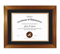 Golden State Art, 11x14 Dark Gold Document Frame for 8.5x11 Diploma/Certificate, Sawtooth Hangers for Wall Mounting with Real Glass (Black/Gold Double Mat)