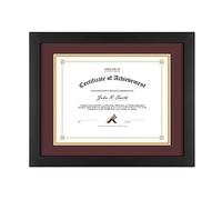 Golden State Art, 11x14 Diploma Wood Frame for 8.5x11 Document & Certificates, Real Glass, Double Mat (Dark Red/Gold Mat, 1 Pack)