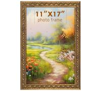 Golden State Art, 11x17 Inch Poster Frame Ornate Bronze, Horizontal and Vertical Wall Display, With Real Glass