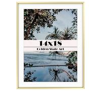 Golden State Art, 14x18 Gold Picture Frame Display Photo 12x16 with Mat or 14x18 without Mat for Wall Mounting Aluminum Frames with Real Glass (Pack of 1)