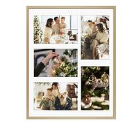 Golden State Art, 4x6 Aluminum Collage Frame, Displays 6x4 Pictures With 5 Openings Mat or One 11x14 Photo, Real Glass, Portrait/Landscape Wall Display, Gold, 1 Pack