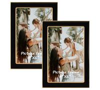 Golden State Art 4x6 Black Enamel Picture Frame Real Glass 2 Pack