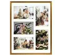 Golden State Art, 5-4x6 Collage Aluminum Picture Frame, Display Five 4x6 Photos with Ivory Mat or One 11x14 Without Mat, Tempered Glass, Wall Mounting, Bronze (1 Pack)