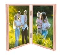 Golden State Art 6x8 Hinged Metal Frame - Floating Effect for 5x7 or Smaller Photos with Real Glass for Protection - Elegant Desk Decor for Home or Office - Rose Gold
