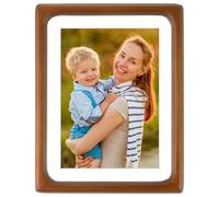 Golden State Art 6x8 Picture Frames - Walnut Solid Wood with Glass, Rounded Corner 6 x 8 Picture Frame Matted to 5x7 Photos - Wall or Tabletop Decor Display